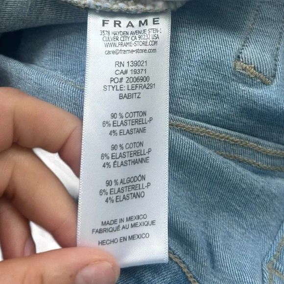 Frame Le Easy Flare Denim Jeans Light Wash Raw Hem Size 32 - Picture 9 of 10